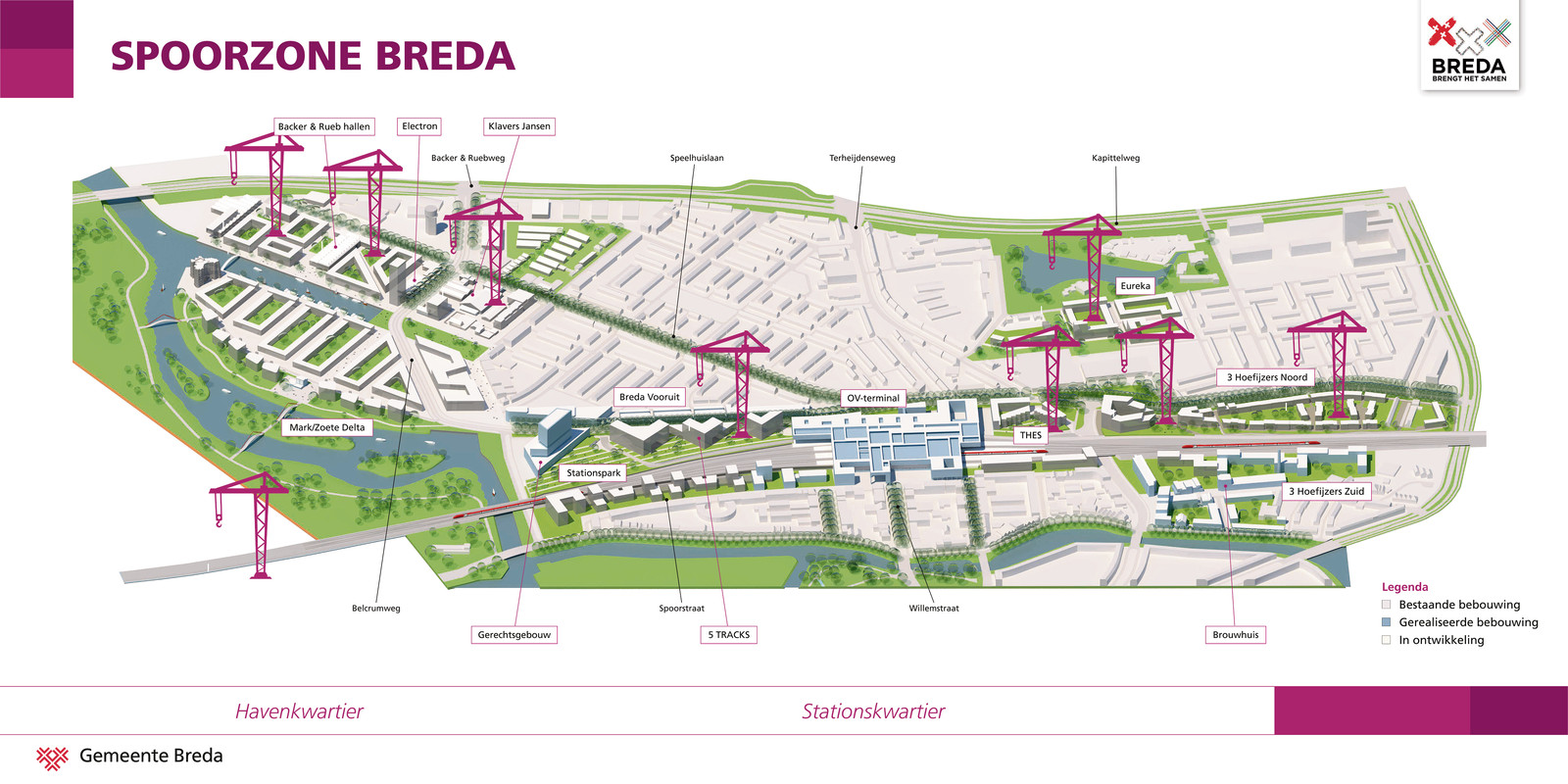 Spoorzone Breda- ‘Nieuwe Europese stadswijk aan het water’ - Overzichtskaart - Nieuws - 5Tracks Breda